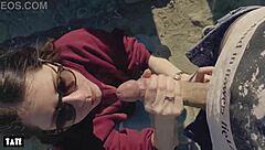 outdoor thrill as amateur deepthroats stranger's cock hungrily