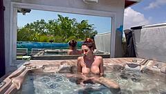 WOW! artemisia's big tits shake in outdoor jacuzzi masturbation!