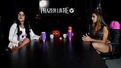 brunette teases blowjob strips tits pussy exhibition