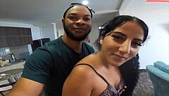 Seductive neighbor dances teasingly in apartment close-up