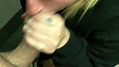 Blonde Deepthroats Black Cock In Public Cinema Bathroom