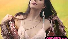 Dutch petite strips outdoors flashing hairy pussy beauty