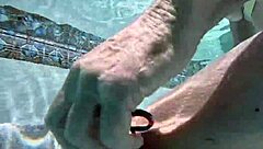 swimming nude in hawaiian private pool with mature wife