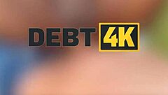 small debt pays with big ebony pussy on desk