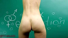 Skinny tall girl shakes tight ass big pussy lips in classroom