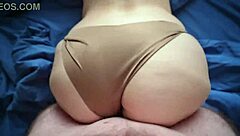 Big ass girl sucks cock bends over and rides rough in pov creampie
