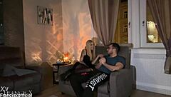 i watch two blondes kneel submissively sharing one throbbing cock eagerly