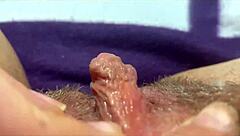 Huge clit jerked to orgasm