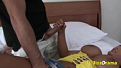 big tits babe gets jizzed in steamy ffm facial