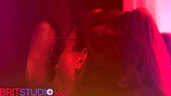 Nurse greene kneels at gloryhole sucking stranger's throbbing cock hungrily