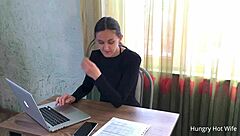 Licking boss pussy led to hard desk fucking for the job