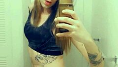 hot tranny gropes her throbbing clitty in satin