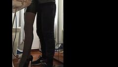 husband rips wife's miniskirt for rough pussy pounding