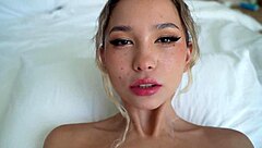 stunning blonde's tight small tits pussy squeezes cock sensually