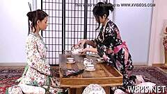 Sloppy blowjob competition where dude pisses on her sucking face pov