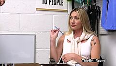 Blonde Cougar Strips for Officer’s Fat Cock Office Desk