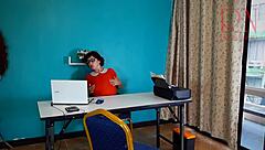 naughty sexretary flashes pussy under desk cam