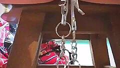 watch these huge pink pussy lips stretch and dangle with weights