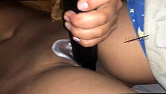 damn this hot brunette pendeja sucks cock sloppy then fucks with huge dildo pov