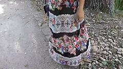 Hairy Chubby Mature Flashes Pussy In Park