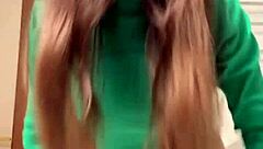 tiktok brunette dances in miniskirt thong leggings