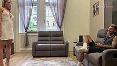 Slutty Wife Delivers Secret Footjob and Deepthroat Blowjob