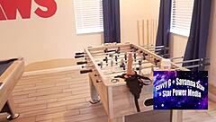 chubby milf lesbians lick big asses on pool table