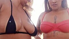 Hey naughty beach girl, wanna lose your virginity with us right here?