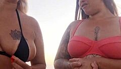 Hey naughty beach girl, wanna lose your virginity with us right here?