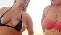 Hey naughty beach girl, wanna lose your virginity with us right here?