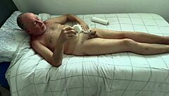 mature european solo wanks naked on bed to intense homemade orgasm