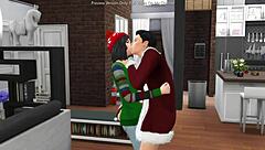 Horny Girlfriend Rides Cowgirl to Missionary Creampie Christmas 3D