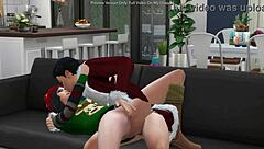 Horny Girlfriend Rides Cowgirl to Missionary Creampie Christmas 3D