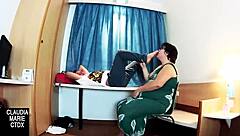 they get horny licking feet then devour her fat pussy