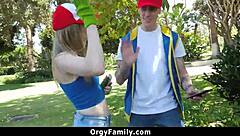 Nerdy Small Tits Teen Fucks Guy For Game Win