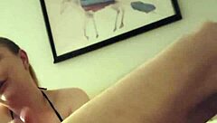 Wife pushes deepthroat limits with big cock handjob