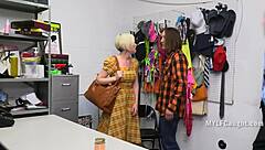 Thieving milf gets gangbanged hard at the office desk