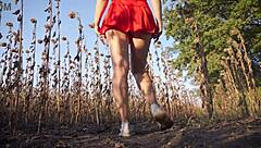 milf teases thong under short skirt