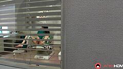 Japanese brunette nurse Rei Mizuna fingers trimmed wet pussy in hospital