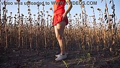 milf teases thong under short skirt