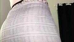 curvy redhead's fat ass shakes in fishnets