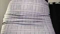 curvy redhead's fat ass shakes in fishnets