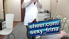 sexy nurse in stockings skips panties for patient's handjob fetish