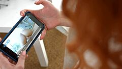 nansy small's shaved redhead pussy endures hardcore anal riding cowgirl doggystyle by hung boyfriend cumshot