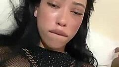 pierced tongue latina teen sucks cock hungrily!