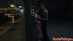 Petite Glasses Teen Sucks Rides Rough Outdoor Cock