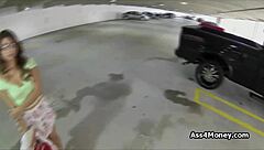 spicy latina teen flashes in mall lot for public hardcore fun