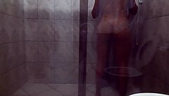 big couple's bathroom fuck with huge ass cock