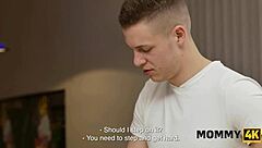 Crazy mature blonde mommy seduces with handjob in cuckold watch