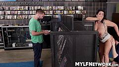 adorable big-titted cougar sarah gets her pussy stretched wide